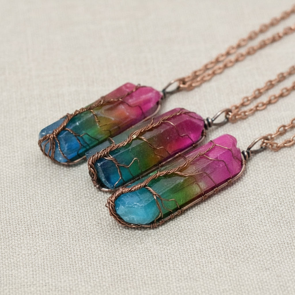Crystal Pillar Tree Of Life Pendant